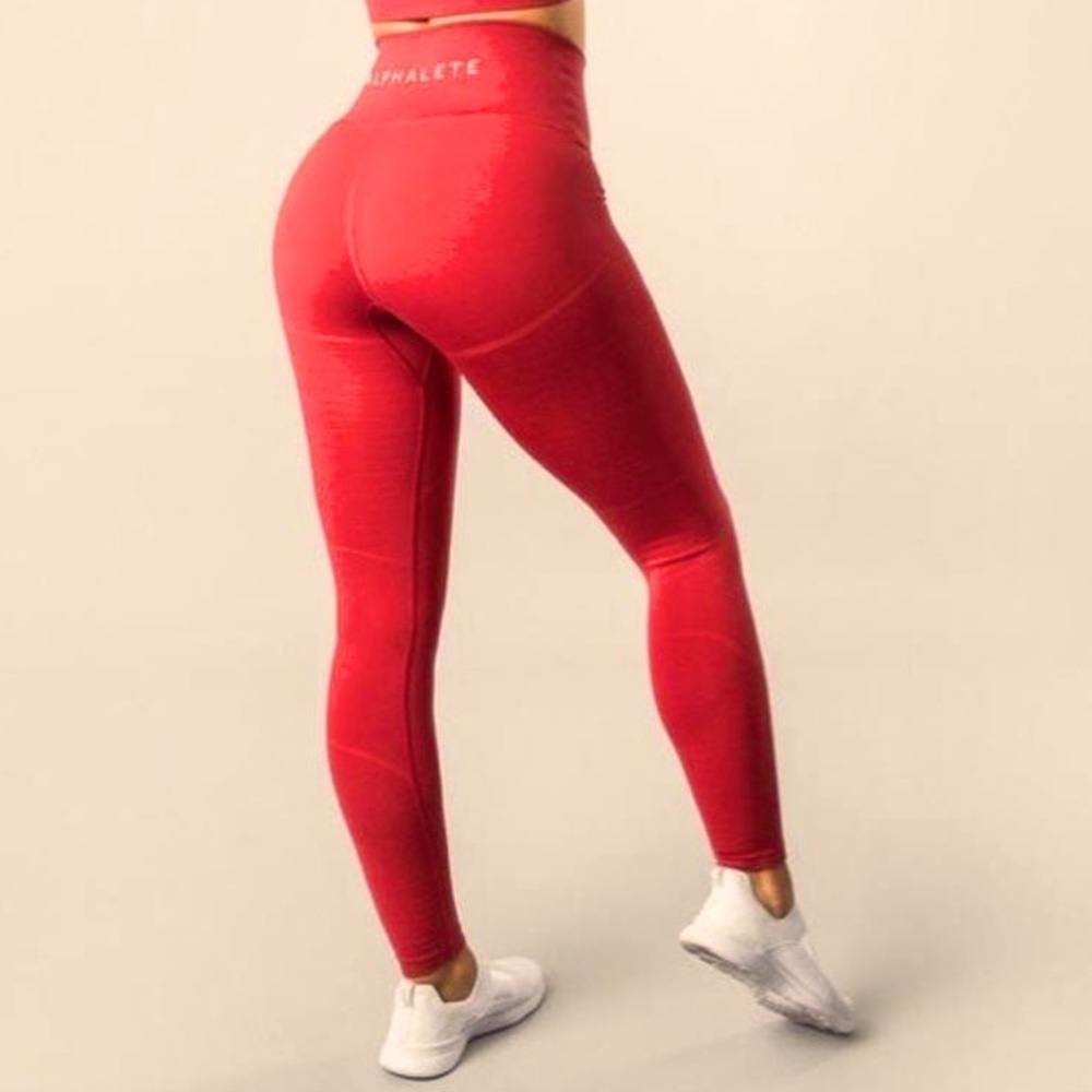 Alphalete Revival R6 Coral Red Leggings SMALL
